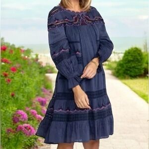 JOHNNY WAS heavily embroidered and crocheted REINA DRESS NWT (oversized) RARE